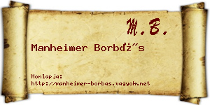 Manheimer Borbás névjegykártya